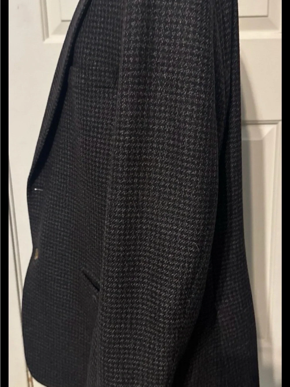 Hickey Freeman Men's Charcoal Houndstooth Overcoat - Unbranded